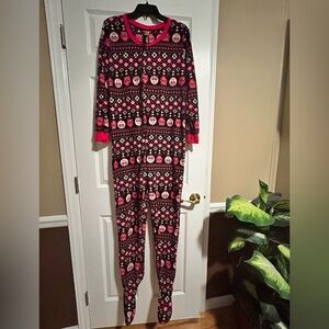 No Boundaries Soft Pink/Black Hootie Night Owls Footed Sleeper ~ Size M